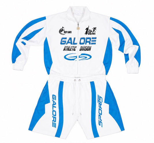 Blue And White Windbreaker Set