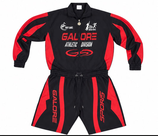 Black & Red Windbreaker Set